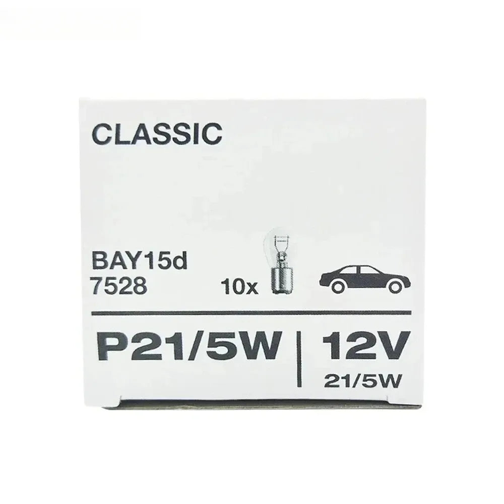 OSRAM 7528 P21/5W Halogen Bulb (S25, BAY15d, 12V) – Dual Filament Turn Signal, Brake & Side Light Bulbs for Cars, 10PCS Pack