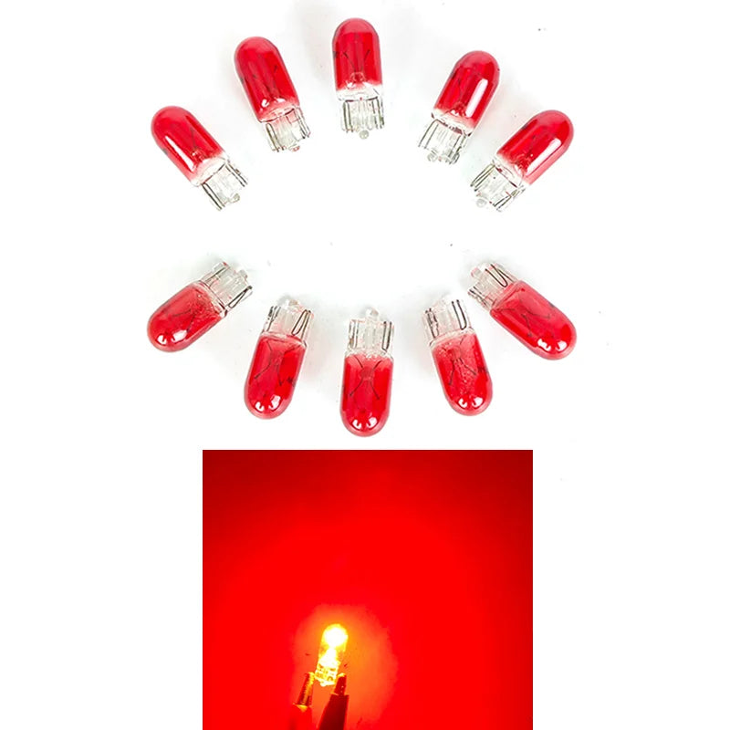 10 X Signal Lamp Glass T10 W5W 501 194 12V 5W/3W W2.1x9.5d Single Filament Car Bulb Auto Light