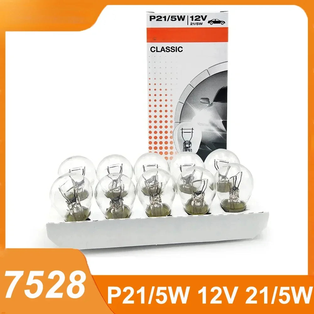 OSRAM 7528 P21/5W Halogen Bulb (S25, BAY15d, 12V) – Dual Filament Turn Signal, Brake & Side Light Bulbs for Cars, 10PCS Pack
