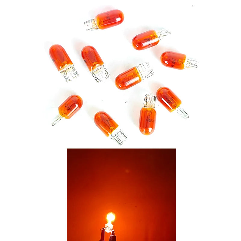 10 X Signal Lamp Glass T10 W5W 501 194 12V 5W/3W W2.1x9.5d Single Filament Car Bulb Auto Light