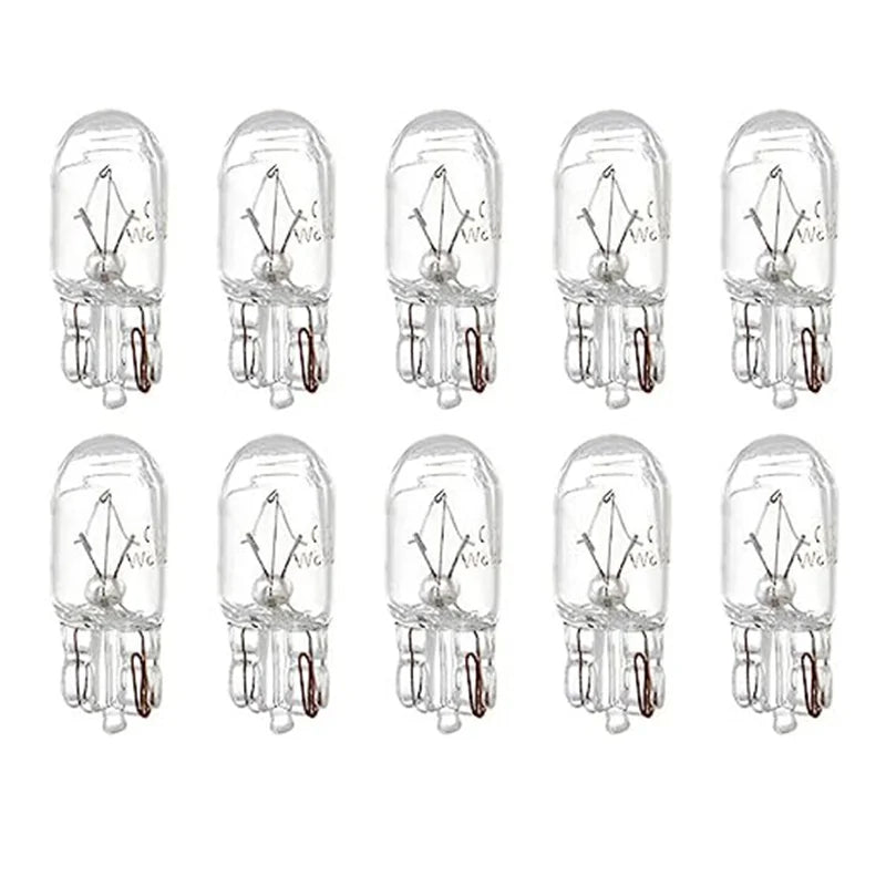 10 X Signal Lamp Glass T10 W5W 501 194 12V 5W/3W W2.1x9.5d Single Filament Car Bulb Auto Light