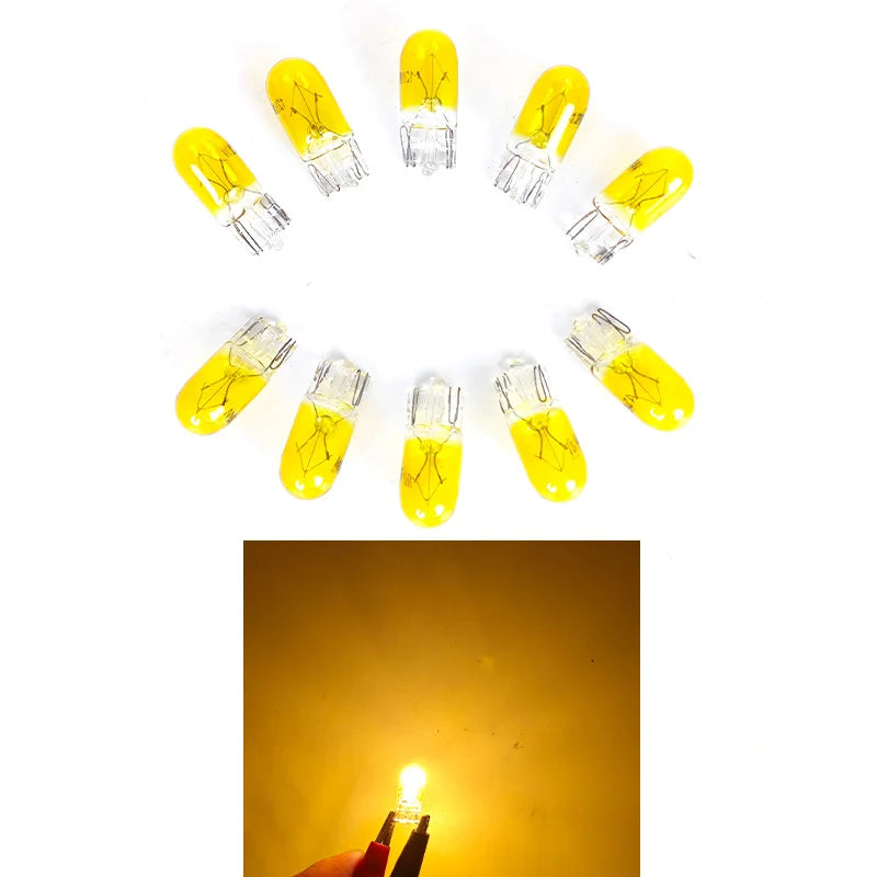 10 X Signal Lamp Glass T10 W5W 501 194 12V 5W/3W W2.1x9.5d Single Filament Car Bulb Auto Light
